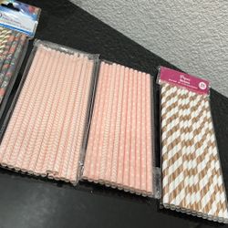 80 Paper Straws For Parties And Events - 4 Packs 