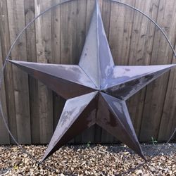 Large 71 1/8” Barn Rustic Metal Texas Lone Star - Twisted Rope Ring 