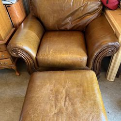 Beautiful Comfortable Leather Chair With Foot Rest