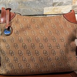Dooney & Bourke Signature Anniversary Slouch Canvas & Vachetta Leather Trim Bag