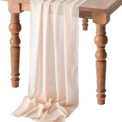 3 10ft Beige Chiffon Table Runner Wedding Table Runner,