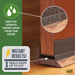 DENY 1.75 in. x 36 in. Interior/Exterior Brown Vinyl Door Bottom Seals U-Shape Slide-On Under Door Seal