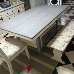 Kitchen Table, Built In Leaf & Cabinet 