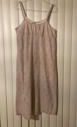 Laura Ashley Women Pink Paisley Dress Size Large Ribbon Nightgown Nightie