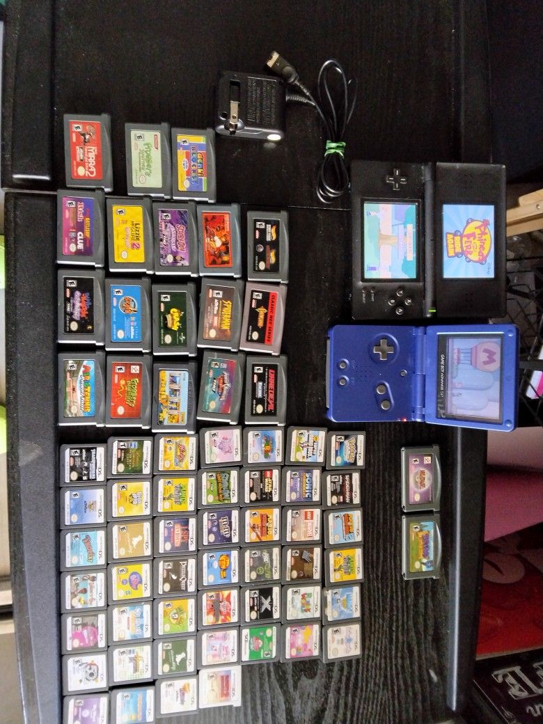 Nintendo DS Lite ( Black) & Gameboy advance SP Mega Bundle With 66 Games