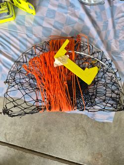 Crab trap set with measuring ruler