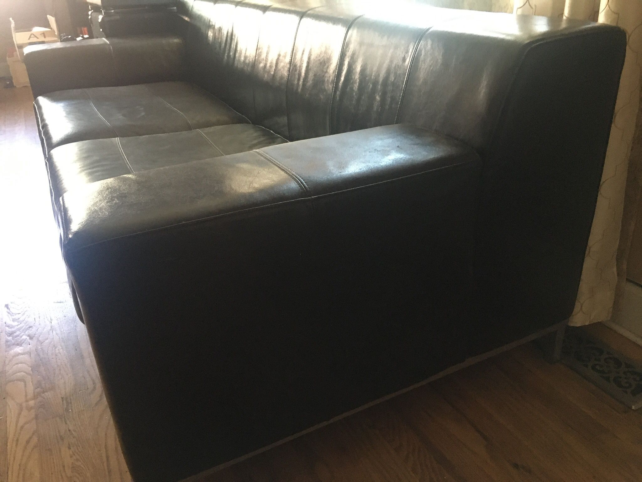 Real Leather Ikea Sofa/ Couch Very Sturdy Dark Brown