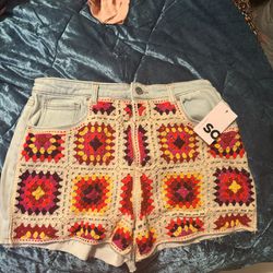 Cute Crochet Denim Shorts