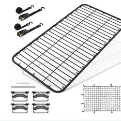 WILDROAD Car Roof Platform, Universal Roof Flat Rack 90" X 47" X 1.3" Heavy Duty Roof Rack Platform With Super Duty Bungee Cargo Net, Ratchet Straps A