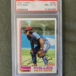 PETE ROSE 1982 Topps #780 PSA Graded Card NM-MT 8 MLB Philadelphia Phillies 
