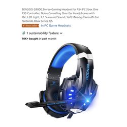 Brand new G9000 Stereo Gaming Headset for PS4 PC Xbox One PS5 Controller, Noise Cancelling Over Ear Headphones with Mic, LED Light, 7.1 Surround Sound