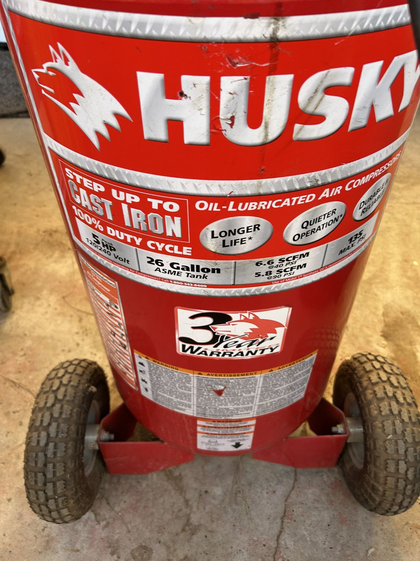 26 Gal 5 Hp Husky Air Compressor 