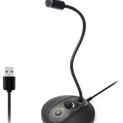 JOUNIVO USB Computer Microphone with Mute Button, Plug & Play Condenser, Desktop Computer, PC, Laptop, Mac, PS4 Microphone -360 Gooseneck Design - Rec