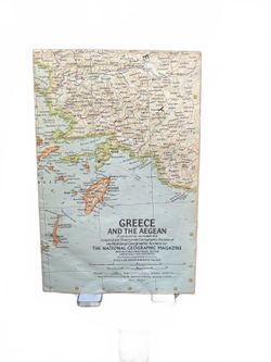 National Geographic Greece and the Aegean Map — Vintage Paper Ephemera