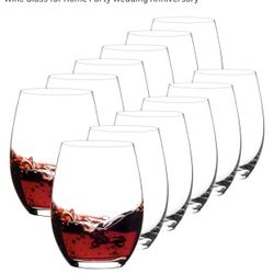 Stemless Wine Glasses Set of 12