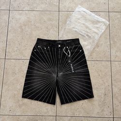 Purple Brand Rhinestone Jorts 