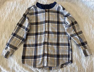 Boys Plaid Button-Front Long Sleeve Shirt