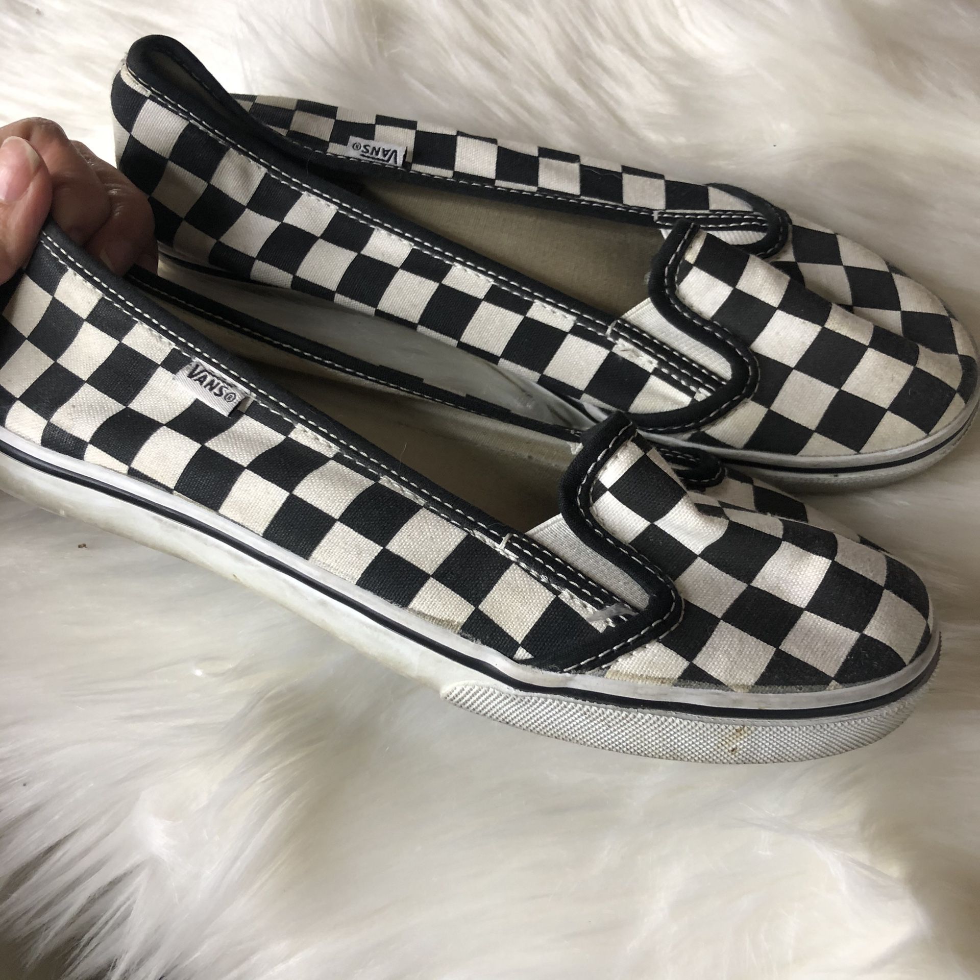 Vans Black & White Checkered Slips Ons SZ 6