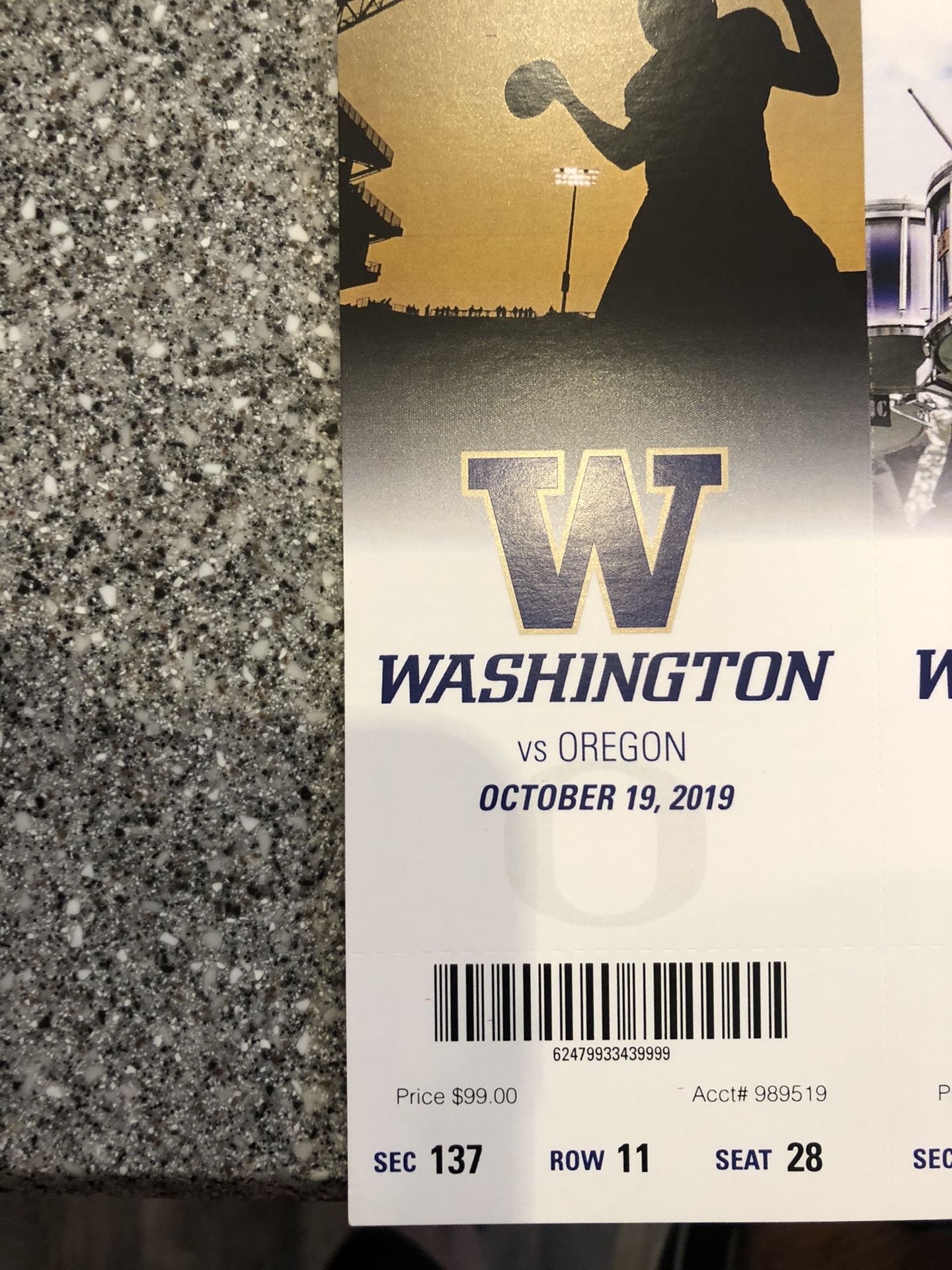 Husky vs Oregon tickets sat 12:30 $99 each