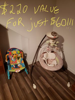 Photo Fisher-Price Cradle N' Swing-My Little Snugabunny & Fisher-Price Infant-to-Toddler Rocker Combo!