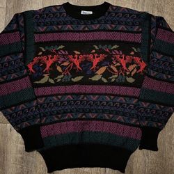 Vintage Meister Wool Crewneck Geometric Abstract sweater size Medium