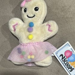 2 SCOOPS Ginny Gingerbread Girl Pink Bow Tutu Ballerina 7" Plush IScream