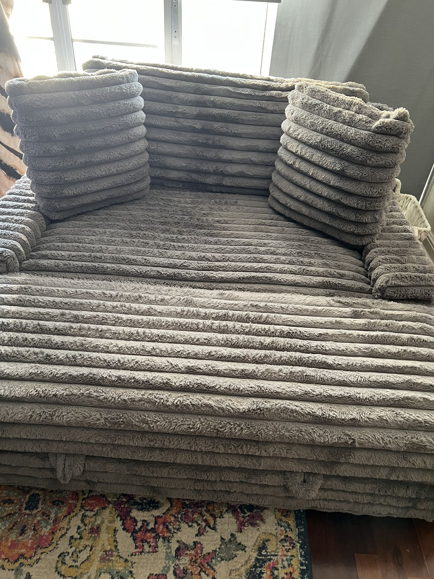 Grey Oversized Chase Loveseat W/ Ottoman