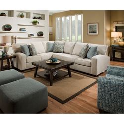 Brand new biege or grey Simmons Upholstery 2PC sectional