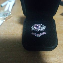 Size 8 Pink Topaz Princess Ring New Sterling Two Pieces