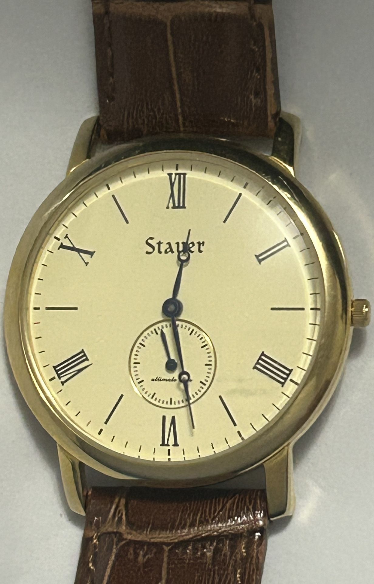 ⌚Stauer Ultimate Slim 21220-3ATM Quartz Analog-Men's-New Battery -Works!