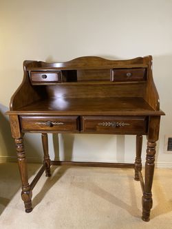 Beautiful Mid Century Vintage Vanity Solid Wood Desk