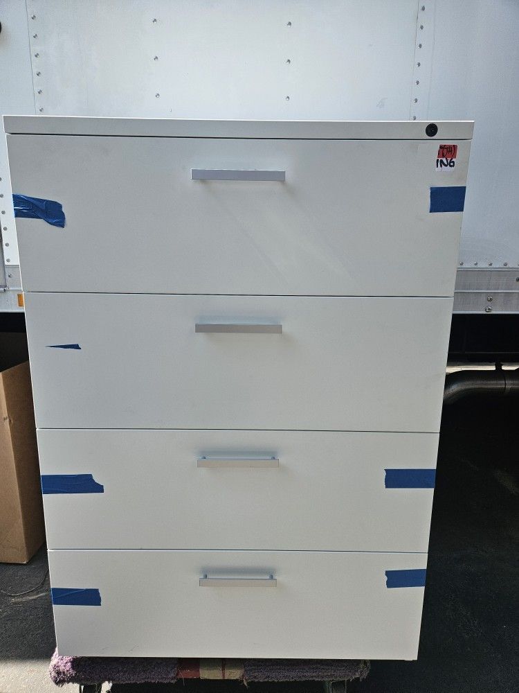 4 Drawer White File Cabinet