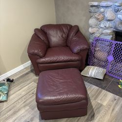 Leather Chair With Leg Rest 