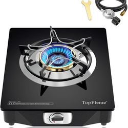 1 Burner Propane Stove 13,600 BTU High-Efficiency Tempered Glass Auto-Ignition