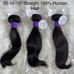 10-10-10” Straight 100% Human Hair $70