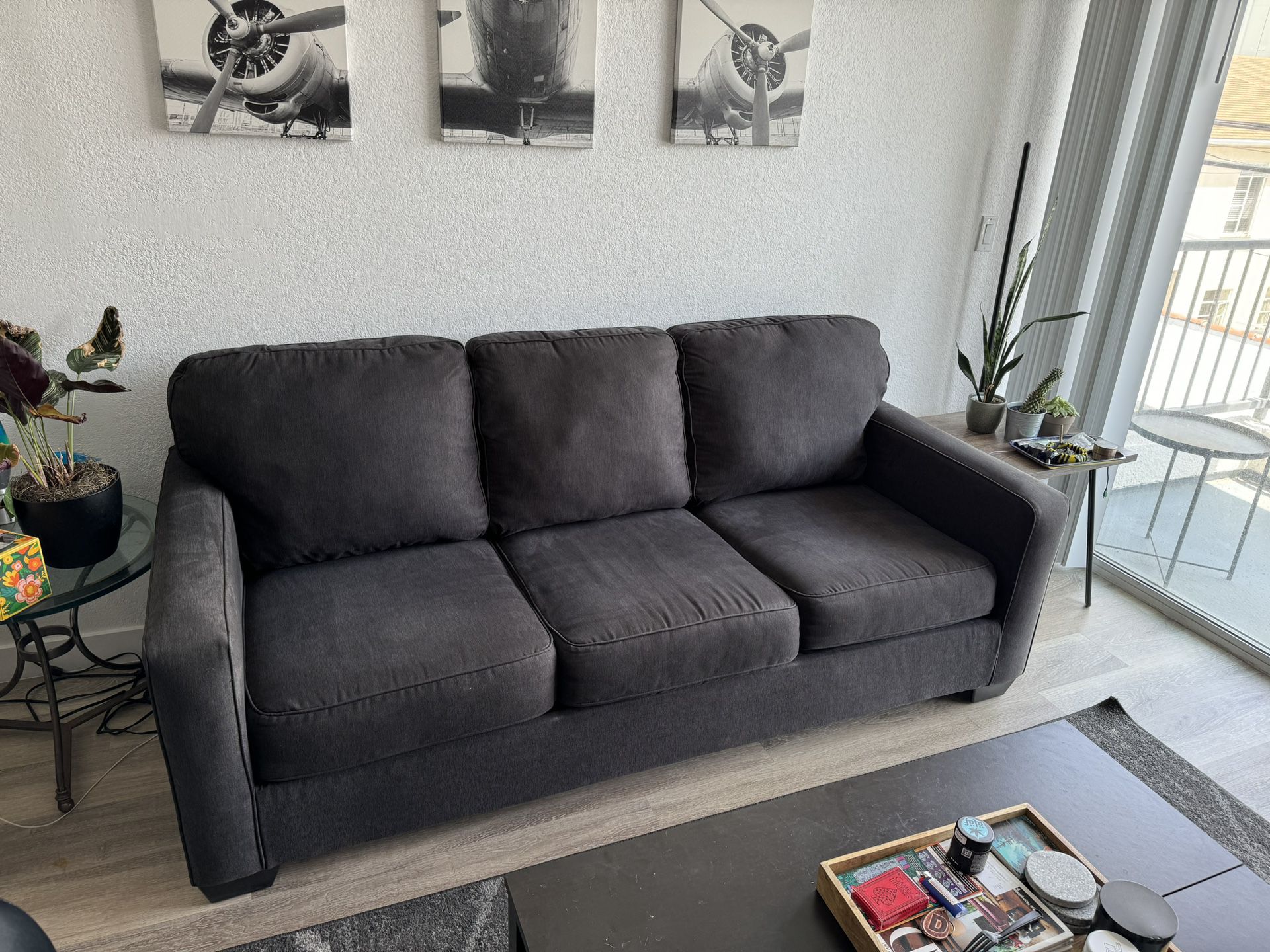 Dark Grey 3 Seater 90” Couch Sofa