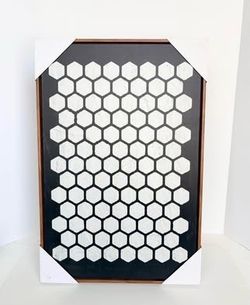 16”x24” Black & White Framed Canvas Print Wall Art in Brown Faux Wood Floating Frame