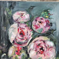 Oil Painting  "Piones"  10"x10"