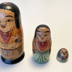 RARE - ANTIQUE (@ 1918) Russian Nesting Matryoshka Dolls (Asian Theme)