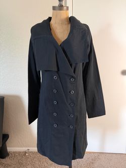 New Organic Cotton canvas VBN Vicarious by Nature black double breasted trench coat jacket Small