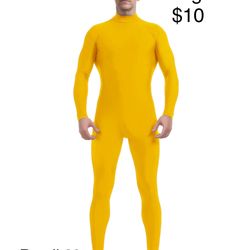 BodySuit Unitard Zentai Yellow Costume Large / Traje de Cuerpo Adulto Amarillo Grande