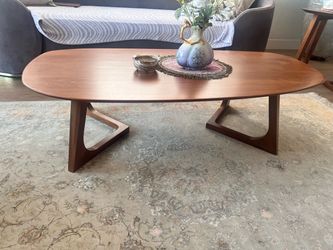 Mid-Century Modern Oval Walnut Coffee Table
