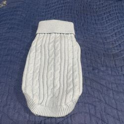 light blue cable knit dog sweater