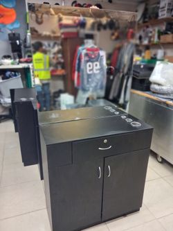 Salon Storage Cabinet, Beauty Barber Styling Station with mirror (5) (description)