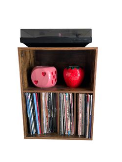 Record Player Stand with Vinyl Storage – Wood
