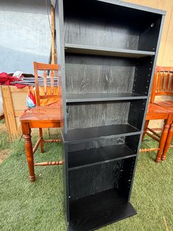 Black Wood Bookcase with 5 Shelves