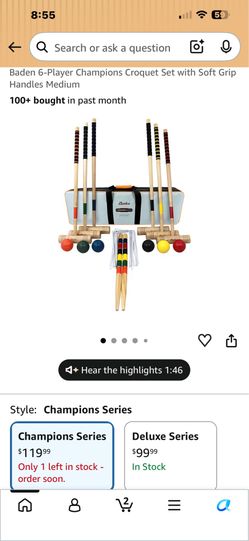Baden 6-Player Champions Croquet Set with Soft Grip Handles Medium $95.00