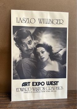 Vintage Poster on Cardboard by László Willinger features Clark Gable & Joan Crawford