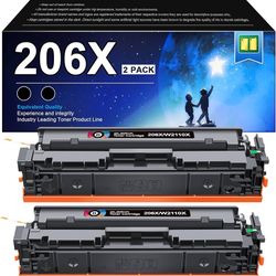 206X Black Toner Cartridge (with Chip) Replacement for HP 206X 206A Black Toner Cartridge Compatible with HP LaserJet MFP M283fdw M283cdw M283 M282nw 