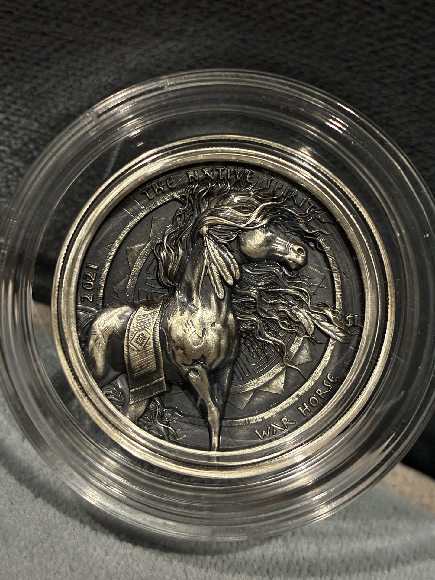 2021 1 oz. Silver Native Spirit War Horse Dollar - Mint In Capsule